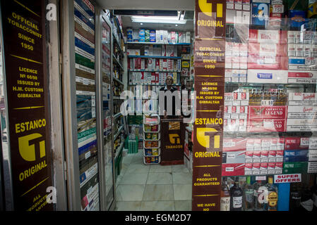 Gibraltar, England, 24 February , 2015: Shop snuff and alcohol in Gibraltar. Where the price is much lower for no tax. Stock Photo