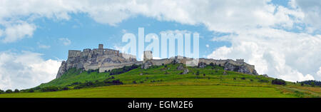 The ruins of Spis Castle or Spissky hrad in eastern Slovakia. Summer panorama. Built in the 12th century. Stock Photo
