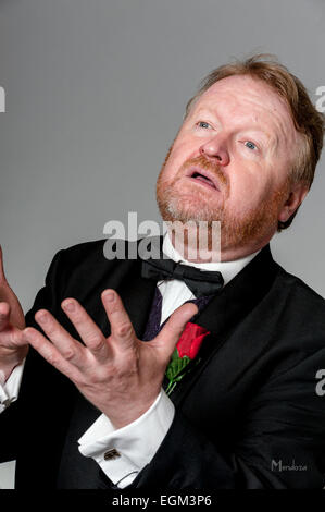 Opera singer, on gray background Stock Photo