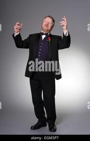 Opera singer, on gray background Stock Photo