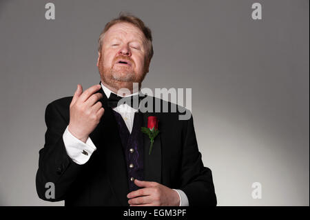 Opera singer, on gray background Stock Photo