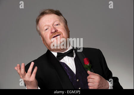 Opera singer, on gray background Stock Photo