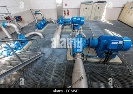 Waterworks, filtering water from river Ruhr, to prepare drinking water for city's  water supply, Stock Photo