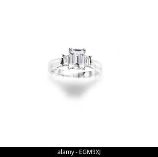 Emerald Cut Diamond Engagement Ring Stock Photo