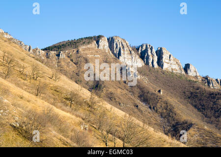 golden colors in autumn mountains view Stock Photo