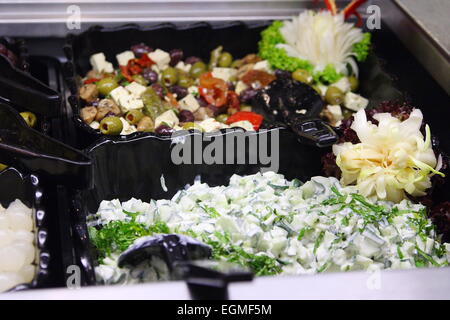 Salad bar display buffet style Stock Photo