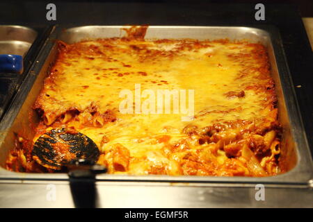 Lasagna in Roasting Pan Stock Photo