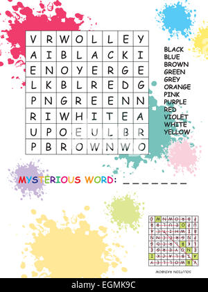 Illustration with game for children : crossword. Stock Photo