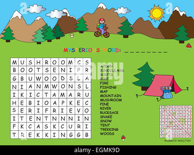 Illustration with game for children : crossword. Stock Photo