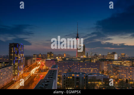View of Berlin Mitte district with the TV Tower at Alexanderplatz and the Park Inn Hotel, Berlin, Germany Stock Photo