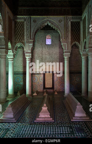 Saadian Tombs, Mausoleum with the tomb of Sultan Moulay Ahmed al-Mansour, Medina, Marrakech, Morocco Stock Photo