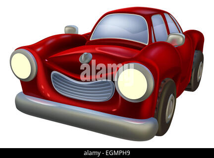 A little classic retro cute funny cartoon car Stock Photo