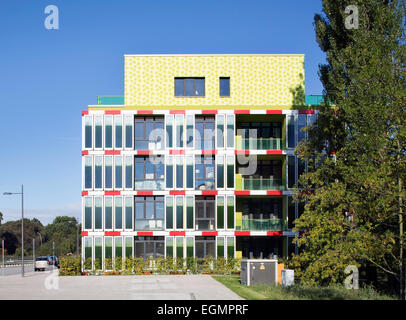 BIQ residential building with photosynthesis facade for the production of energy, algae building, International Building Stock Photo