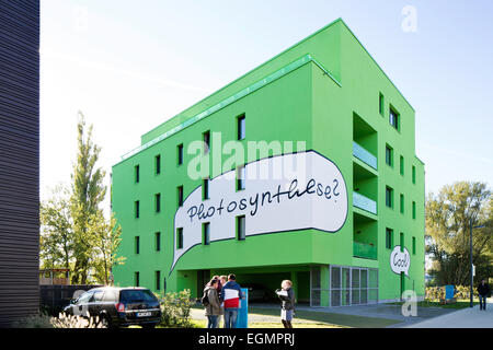 BIQ residential building with photosynthesis facade for the production of energy, algae building, International Building Stock Photo