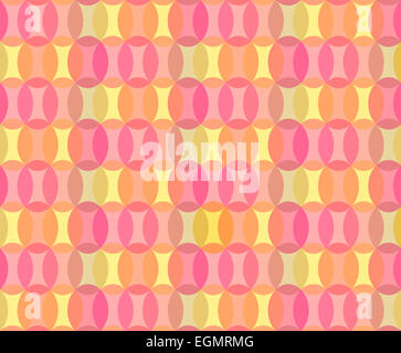 Abstract Geometric Seamless Pattern Background from Transparent Ovals in Orange, Pink, Yellow and Lilac for Greeting or Wrapping Paper Stock Photo