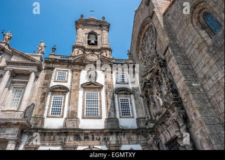 The Church of Saint Francisco , Portugal , Porto, built in the Gothic style. The western portal of the church is Baroque Stock Photo