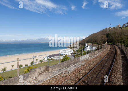 Railway branch line at St Ives, Cornwall. Stock Photo