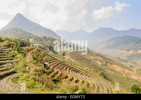 Moc Chau town in morning on March 26, 2015 in Son la province, Vietnam Stock Photo