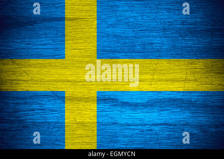 Sweden flag or Swedish banner on wooden texture Stock Photo