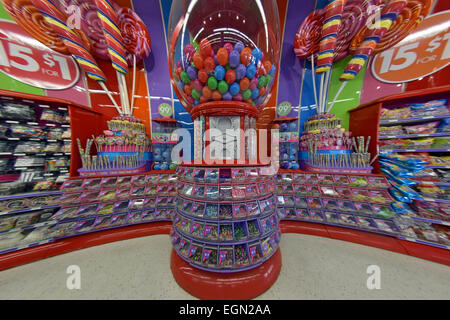 Colorful display of candy for sale at the Party City store in Greenwich Village, Manhattan, New York City Stock Photo