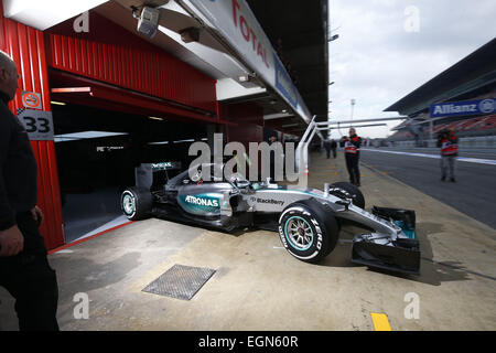 Barcelona, Spain. 27th Feb, 2015. Nico Rosberg (Mercedes Petronas), during day two of the final Formula One Winter Testing at Circuit de Catalunya (Barcelona) on February 27, 2015 in Montmelo, Spain. Foto: S. Stock Photo