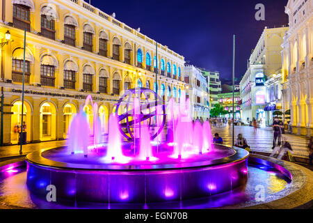 People enjoy Senado Square in Macau, China. Stock Photo