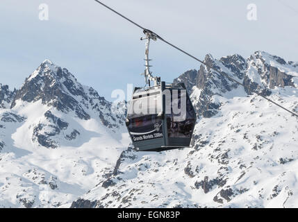 The new PLan Joran bubble lift at the Grand Montets ski area in Argentiere France Stock Photo