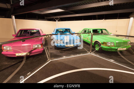 Colorful Mercedes Cars Collection at the Emirates National Auto Museum in Abu Dhabi. Stock Photo