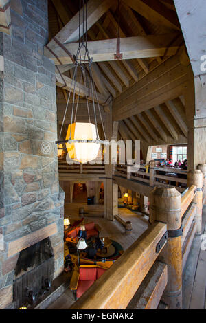 Interior of Timberline Lodge on Mount Hood in the Cascade Mountains, Oregon, USA Stock Photo
