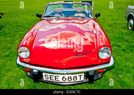 Triumph Spitfire Bonnet with clouds Stock Photo