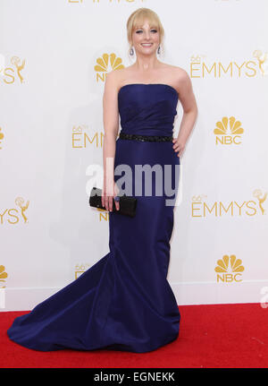 66th Primetime Emmy Awards held at The Nokia Theatre - Arrivals Featuring: Melissa Rauch Where: Los Angeles, California, United States When: 25 Aug 2014 Stock Photo