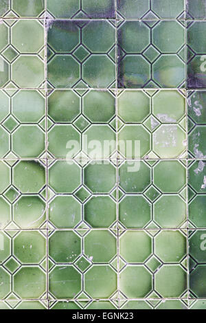 Lisbon typical green tiles detail of a typical wall decoration in Portugal Stock Photo