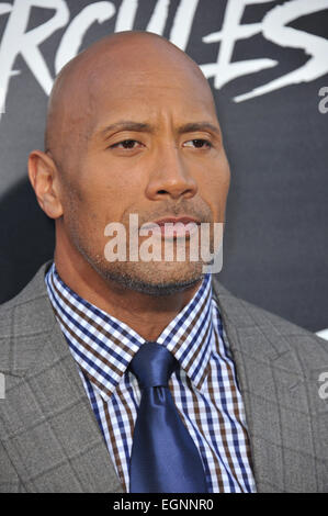 LOS ANGELES, CA - JULY 23, 2014: Dwayne Johnson at the premiere of his movie 'Hercules' at the TCL Chinese Theatre, Hollywood. Stock Photo