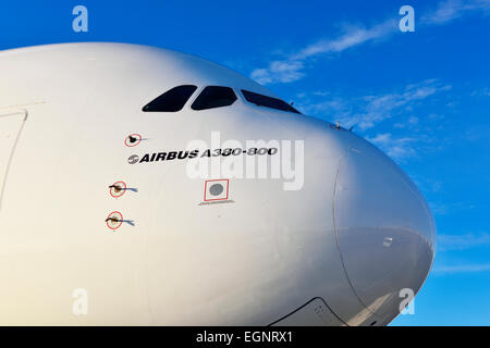emirates, airlines, airways, airbus, a 380, aircraft, cockpit Stock Photo