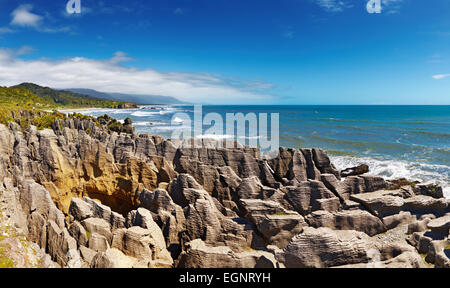 Punakaiki Pancake Rocks, West Coast, New Zealand Stock Photo