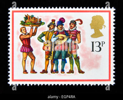 Postage stamp. Great Britain. Queen Elizabeth II. 1978. Christmas. The Boar's Head Carol. 13p. Stock Photo