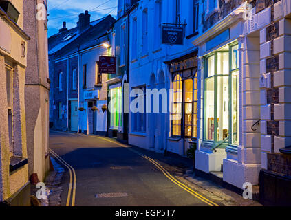 Narrow street in Mevagissey, Cornwall, England UK Stock Photo