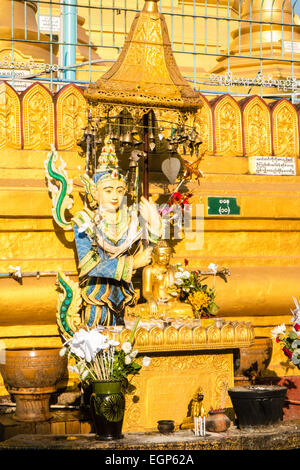 At Golden stupa,pagoda Shwemawdaw at Bago,Pegu, in Burma,Myanmar. Stock Photo