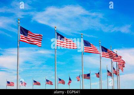 Washington Monument flags circle in DC United States USA Stock Photo