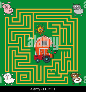 illustration with game for children: maze Stock Photo