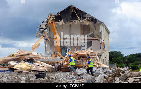 Demolition work being carried out at Gleann Riada housing estate, Longford Town, Ireland. Photograph: James Flynn/Alamy Stock Photo