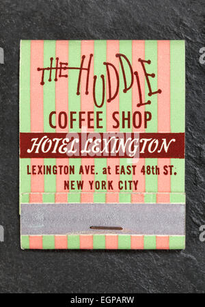 Vintage American Matchbook advertising The Huddle Coffee Shop at the Hotel Lexington New York City Stock Photo