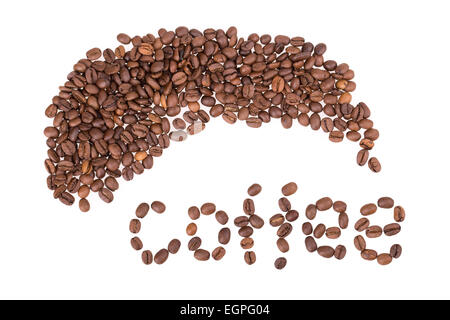 coffee beans, letters isolated on white background Stock Photo