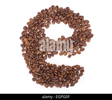 coffee beans, letters isolated on white background Stock Photo