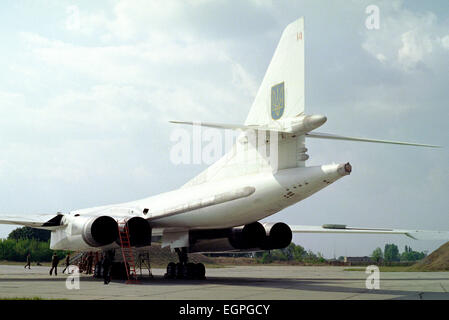 Strategic bomber Tu-160 visit at Poltava Stock Photo