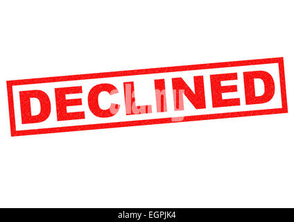 DECLINED red Rubber Stamp over a white background. Stock Photo