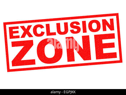 EXCLUSION ZONE red Rubber Stamp over a white background. Stock Photo