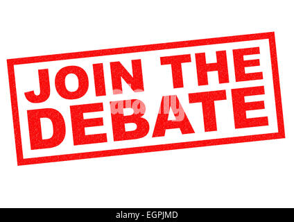 JOIN THE DEBATE red Rubber Stamp over a white background. Stock Photo