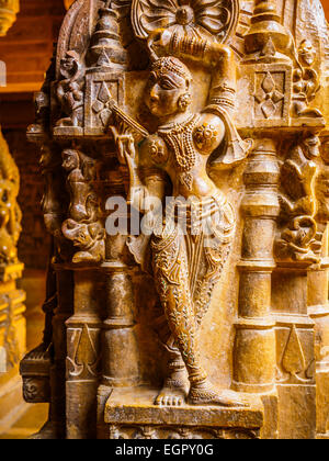 Sculpture in Jain Temple at Jaisalmer Fort, Rajastan, India Stock Photo