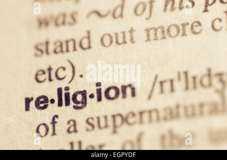 Definition of word religion in dictionary Stock Photo